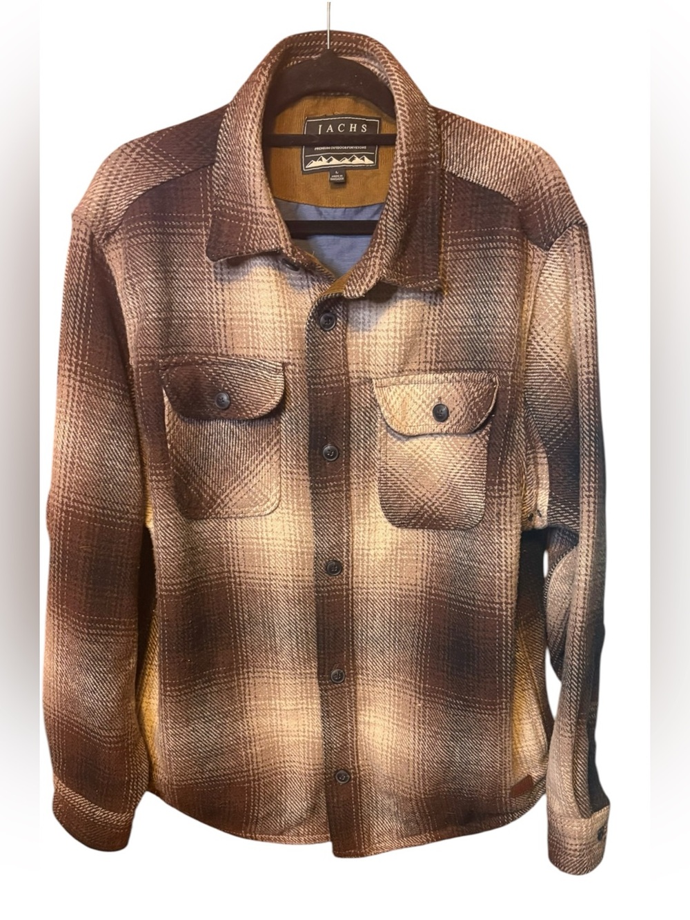 Jachs New York Heavyweight Plaid Flannel Shacket Men’s Large Brown